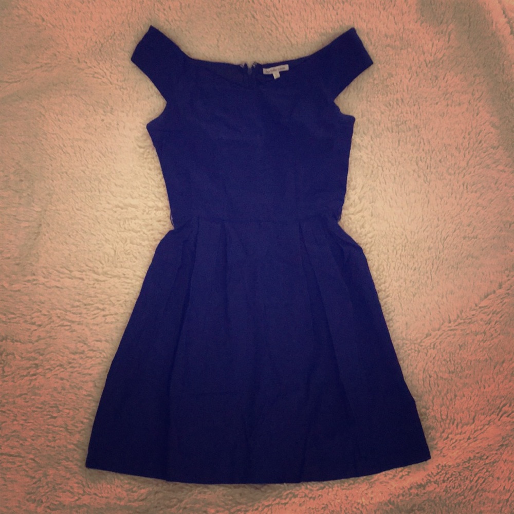 Navy off-the-shoulder dress